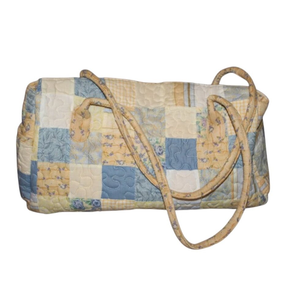 Donna Sharp Quilted Patchwork Blue & Yellow Hand … - image 2